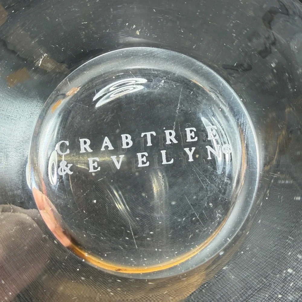 Crabtree & Evelyn Clear Glass Flared Vanity Dish Trinket Bowl 6 Inch Container